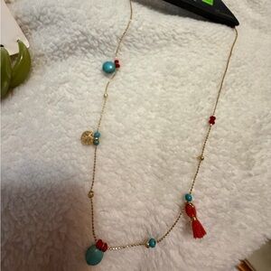 Gold and Turquoise Beaded Necklace